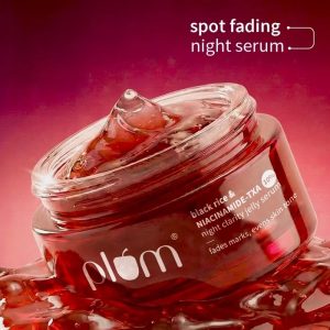 Plum Black Rice and 10% Niacinamide TXA Night Clarity Jelly Serum jar